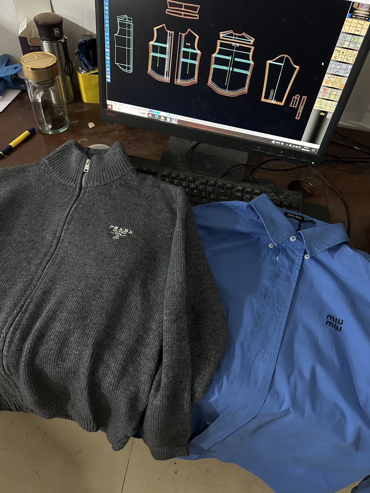 Miu Miu Klein Blue Embroidered Shirt