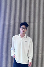 Miu Miu Solid Color Embroidered Long-sleeved Polo Shirt