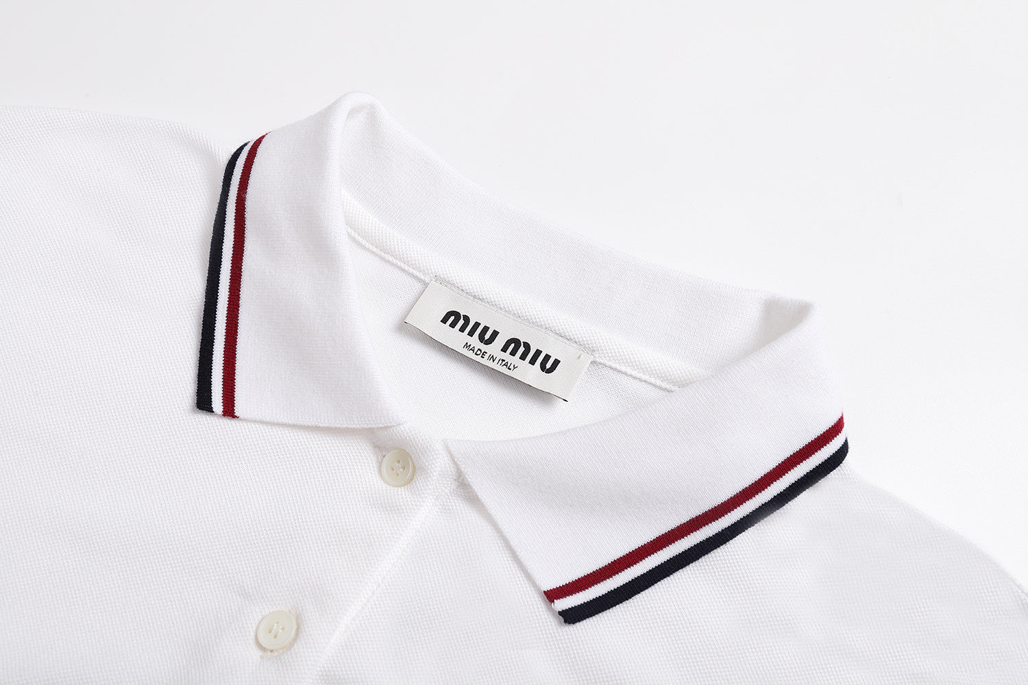 Miu Miu Solid Color Embroidered Long-sleeved Polo Shirt