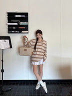 Miu Miu Striped Cotton Jersey Long-sleeved Polo Shirt