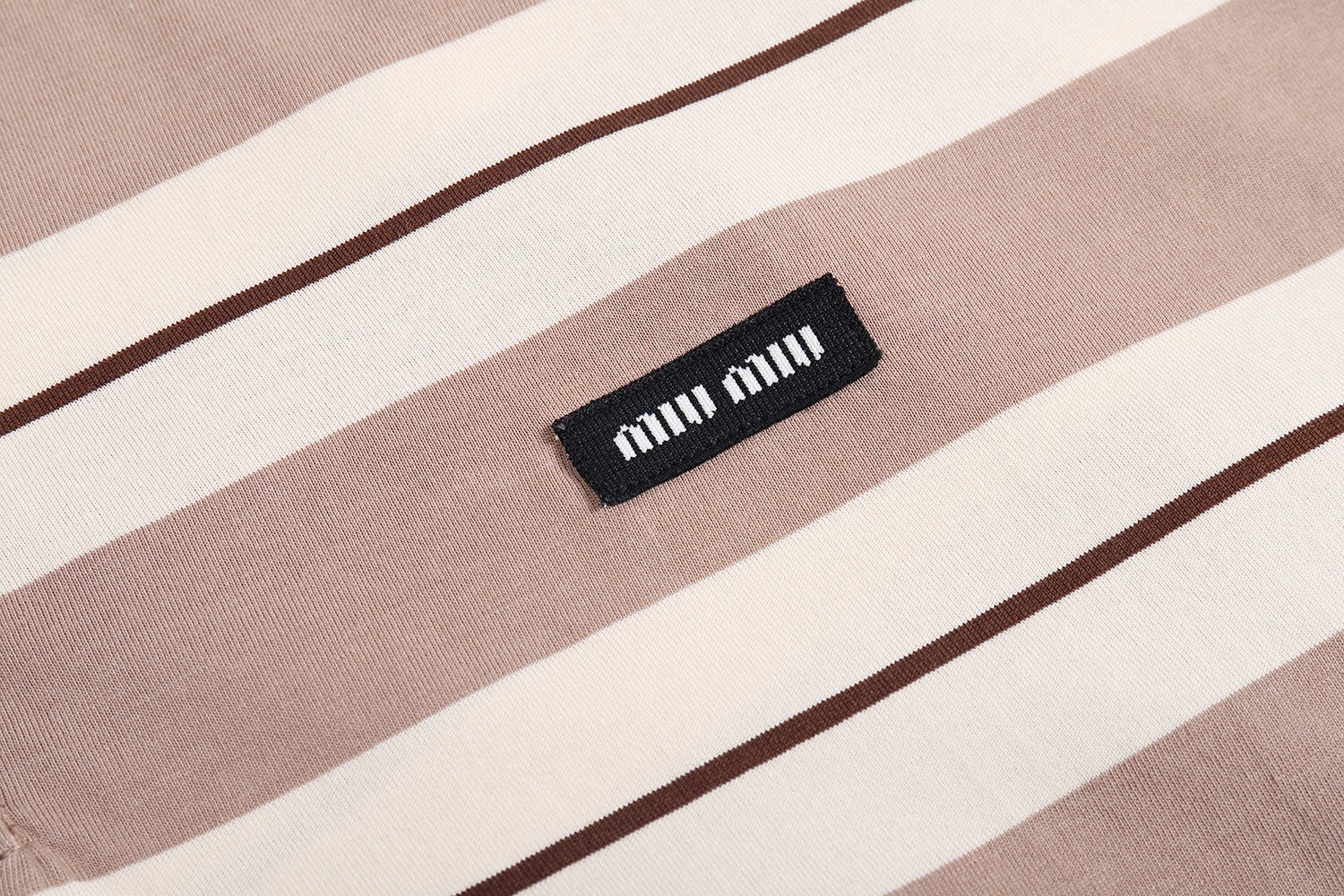 Miu Miu Striped Cotton Jersey Long-sleeved Polo Shirt