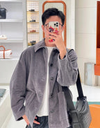 Bottega Veneta Gray Corduroy Duffle Coat