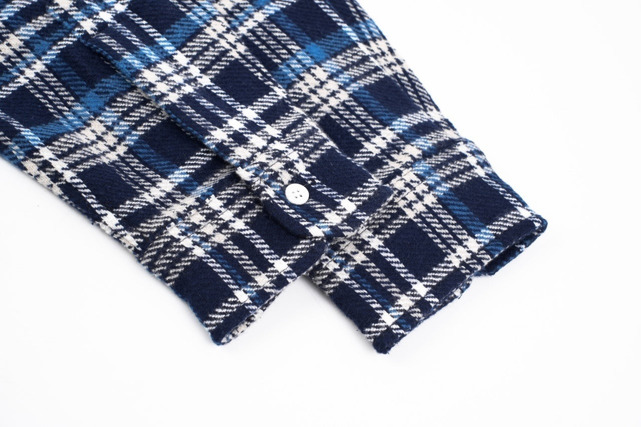 Celine Small Blue Plaid Long-sleeved Shirt