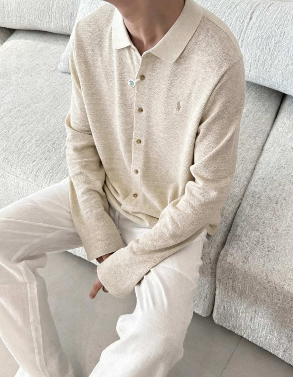 Ralph Lauren Small Horse Logo Knitted Long-sleeved Shirt
