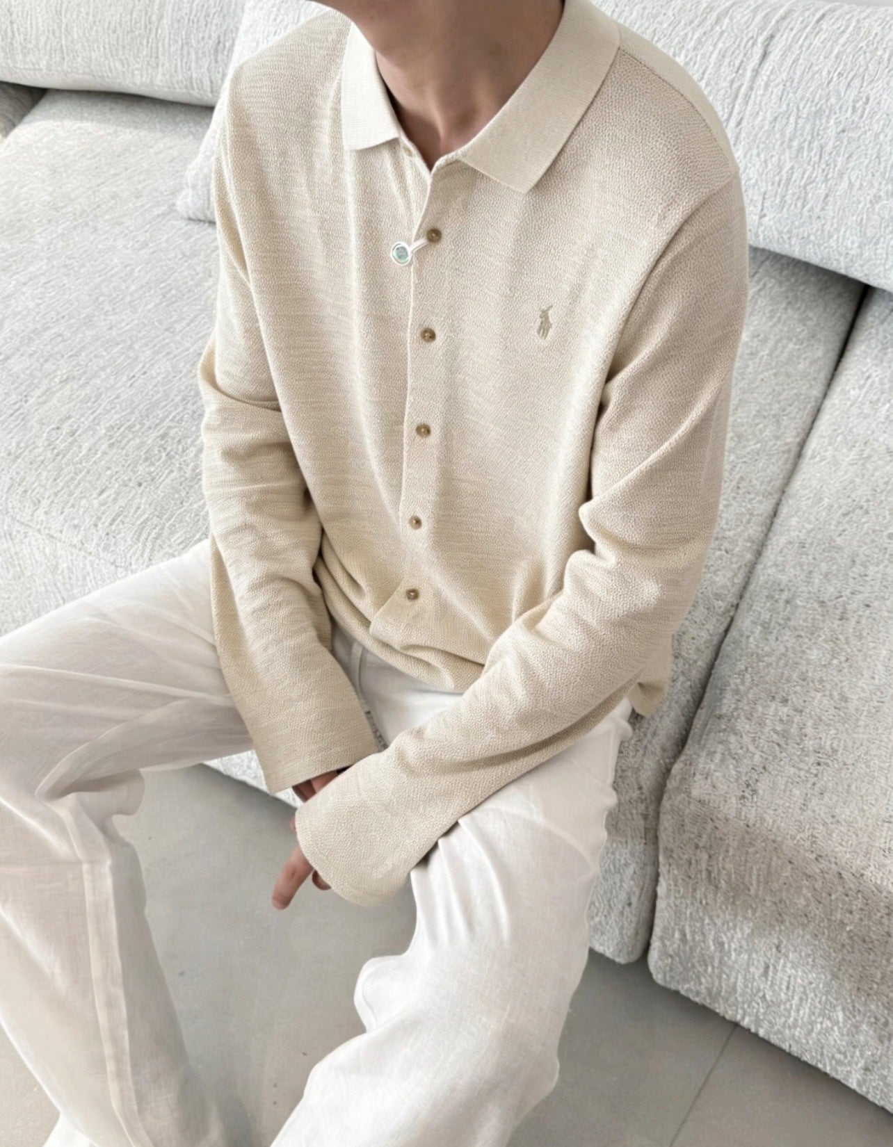 Ralph Lauren Small Horse Logo Knitted Long-sleeved Shirt