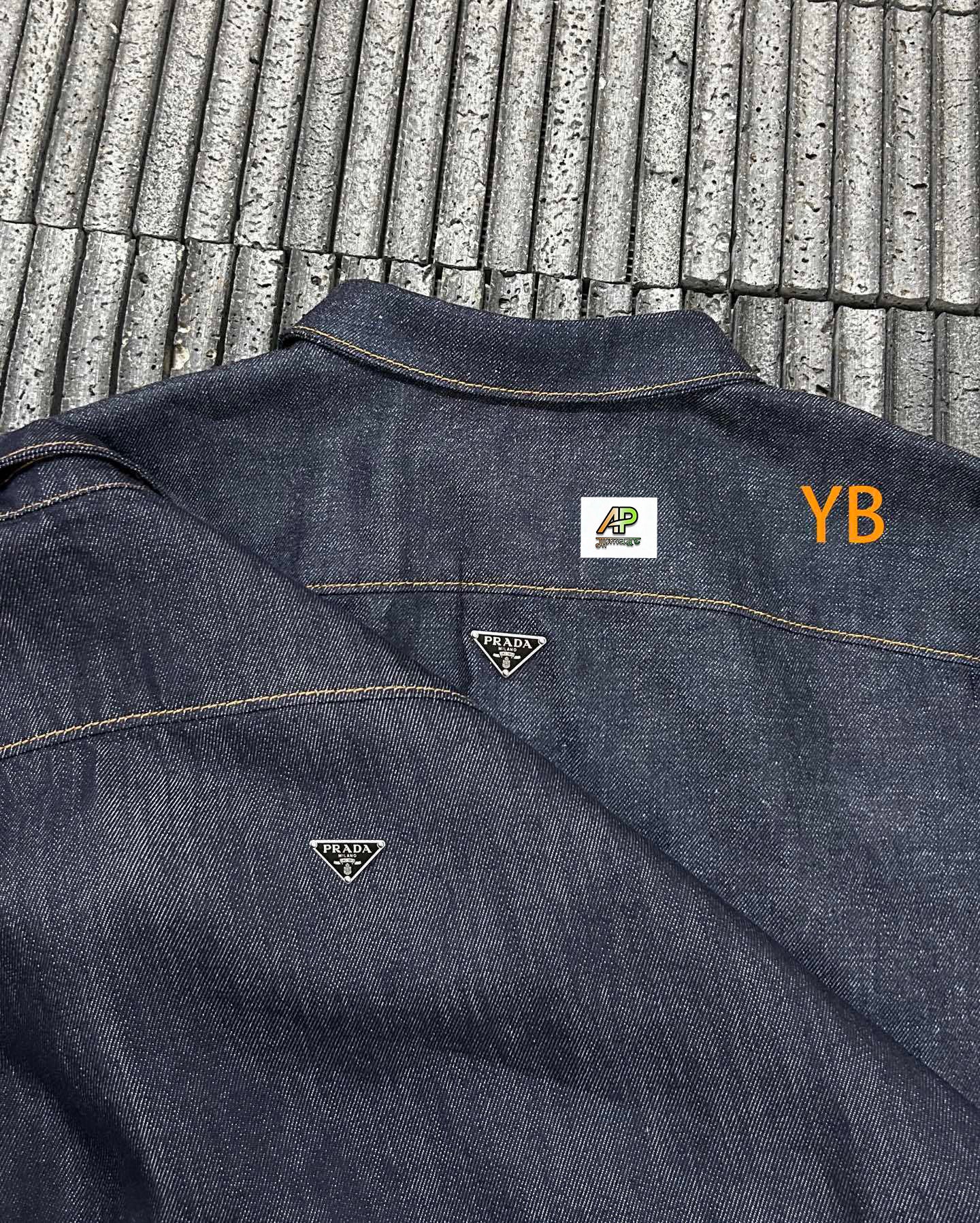 Prada Collared Loose Long-Sleeved Denim Jacket