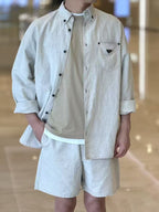 Prada Solid Color Single-Breasted Logo Long Sleeve Shirt