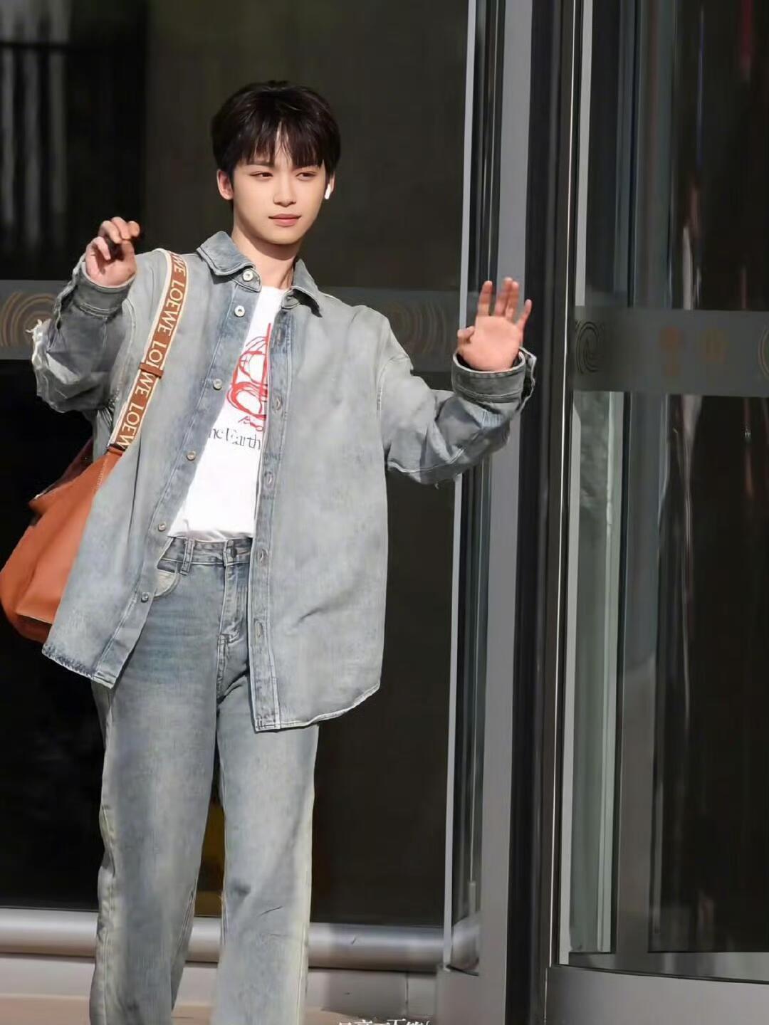 Loewe Collared Long-Sleeve Laser Burnout Denim Jacket