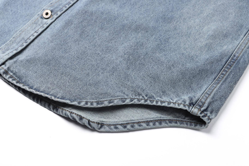 Loewe Collared Long-Sleeve Laser Burnout Denim Jacket