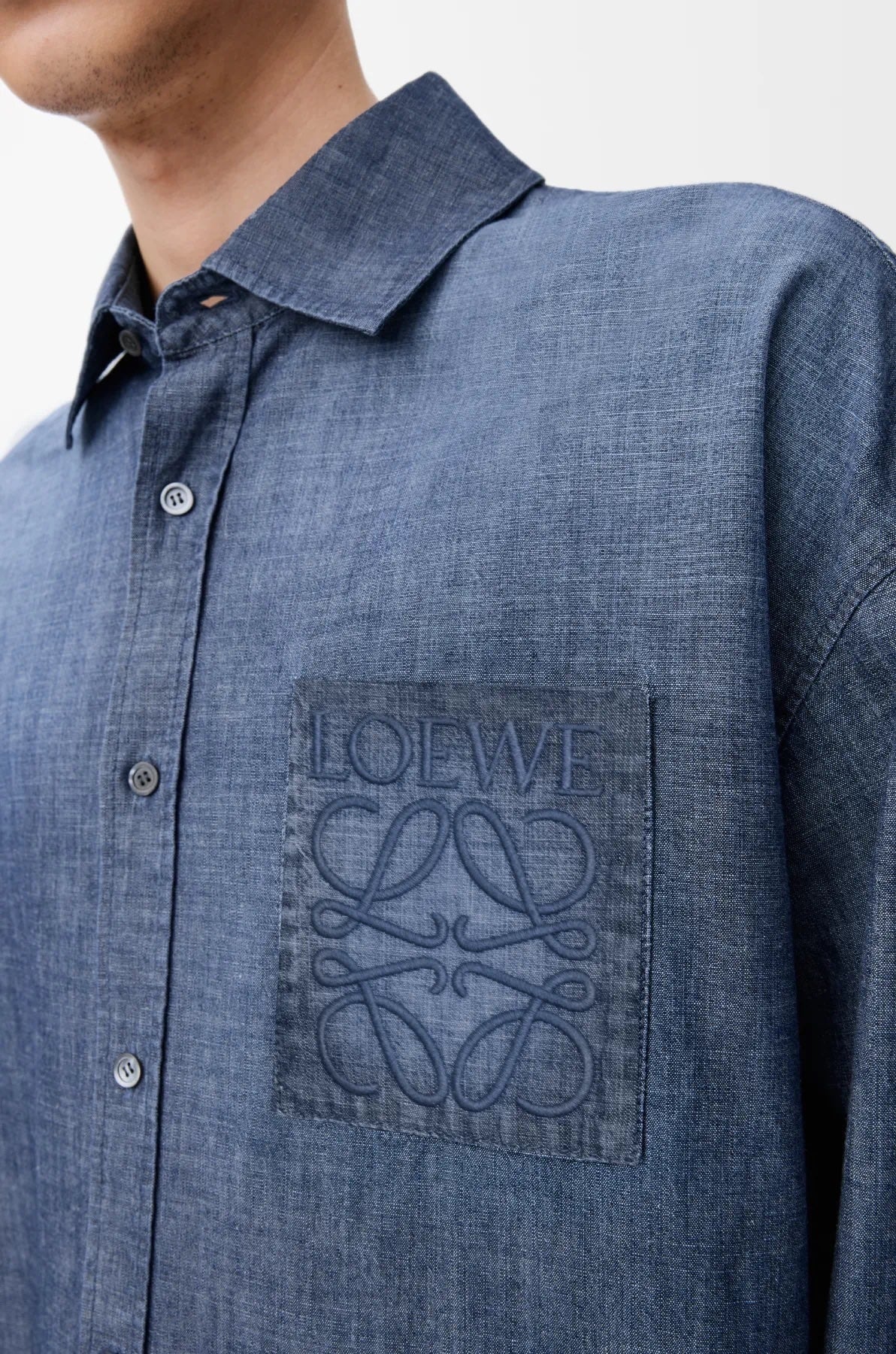 Loewe Double-sided Slub Denim Embroidered Shirt