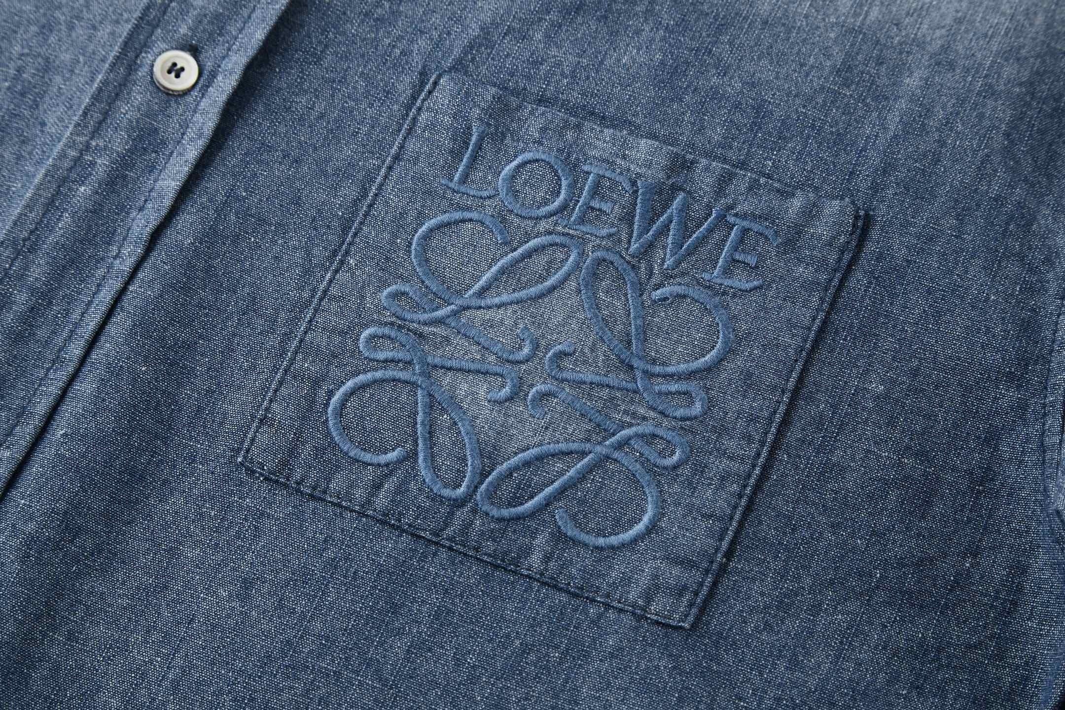 Loewe Double-sided Slub Denim Embroidered Shirt