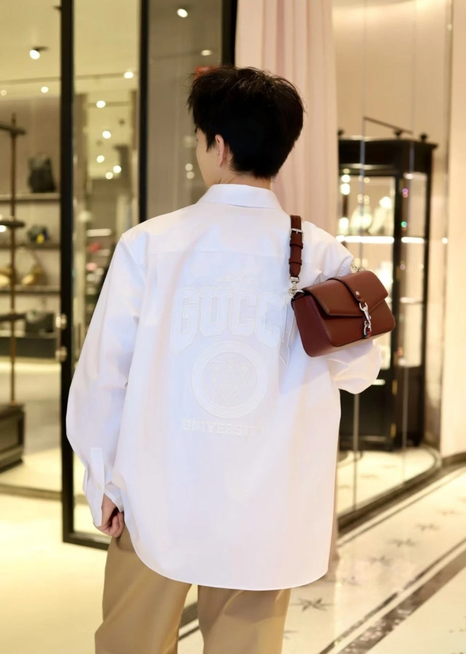 Gucci Lettering Embroidered Long-sleeved Shirt