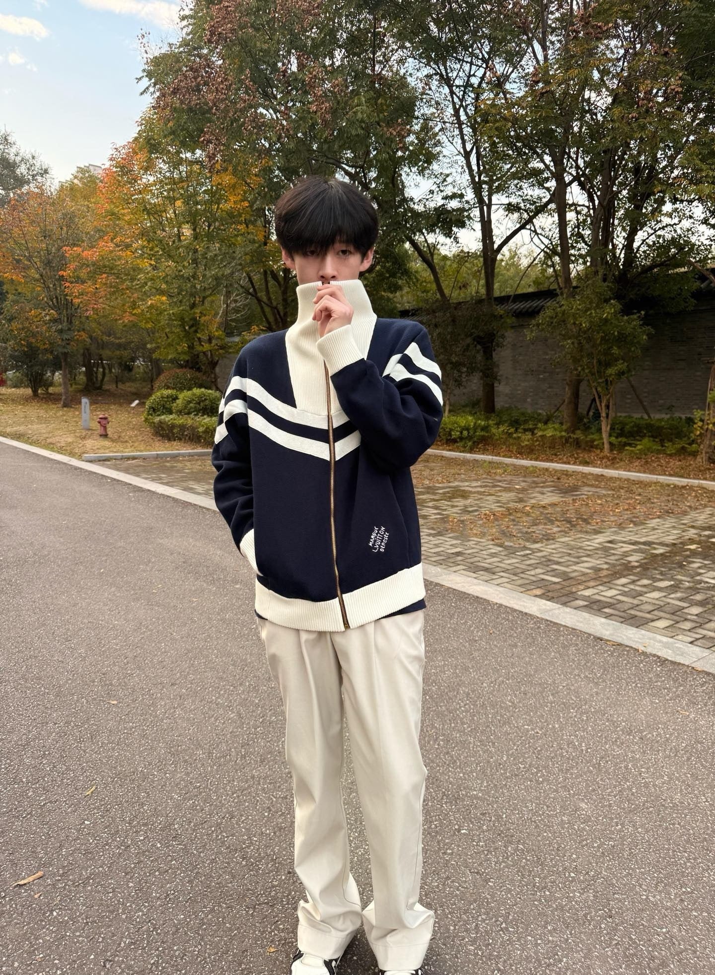 Louis Vuitton Nautical Style Embroidered Knit Zipper Jacket