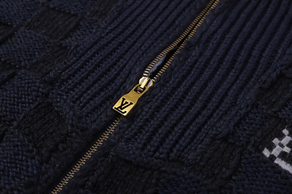 Louis Vuitton 26SS Knitted Waist-cinching Color-blocked Ribbed Collar Sweater