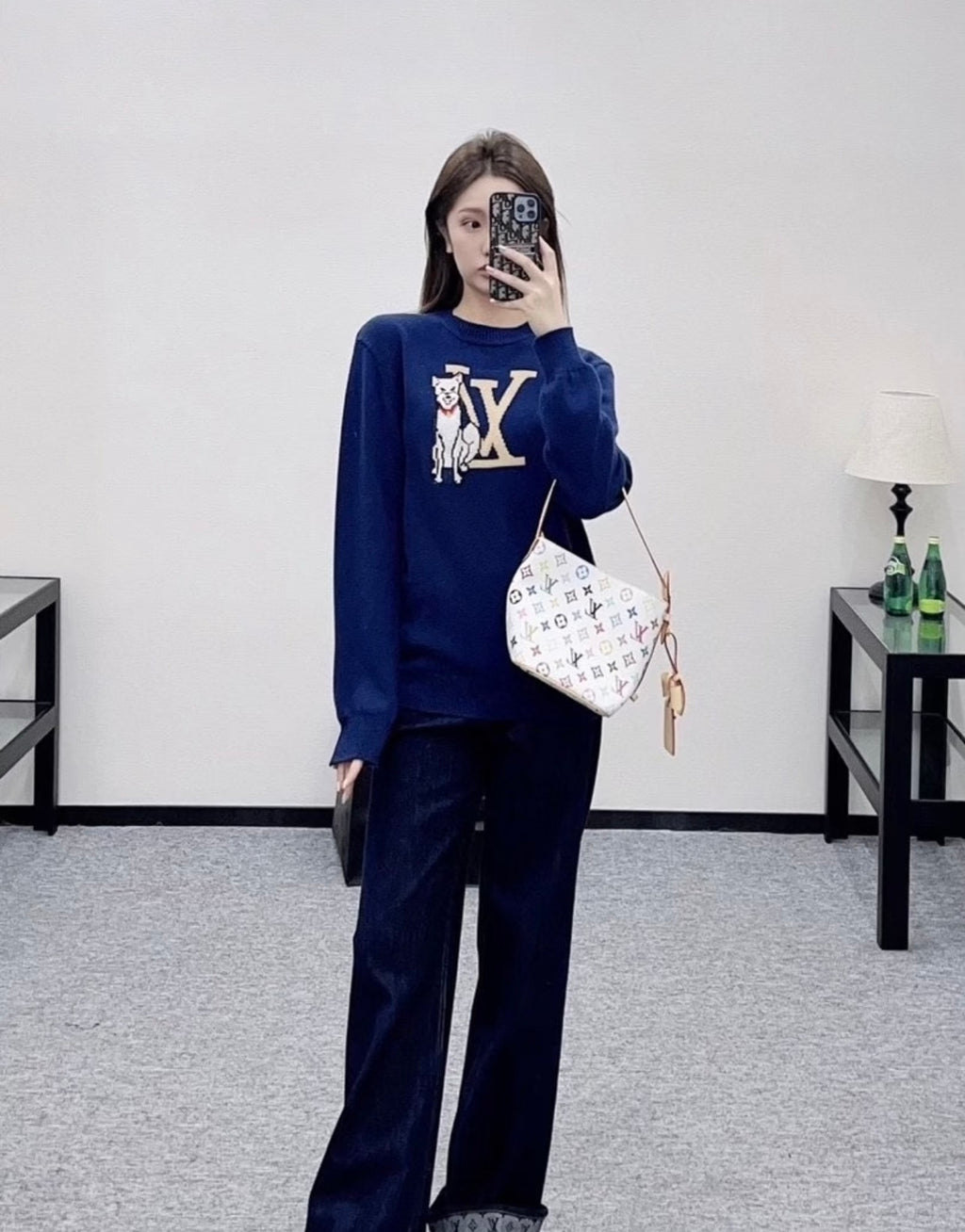 Louis Vuitton Puppy Jacquard Crew Neck Sweater