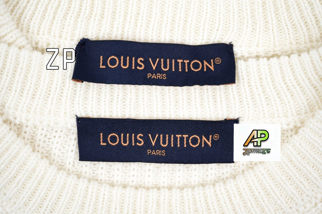 Louis Vuitton Chunky Knit Ribbed White Sweater