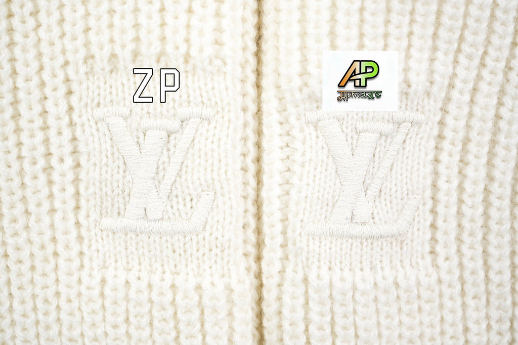 Louis Vuitton Chunky Knit Ribbed White Sweater