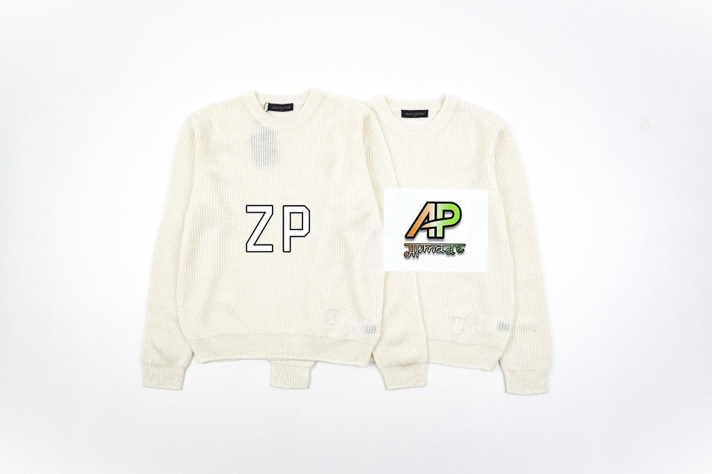 Louis Vuitton Chunky Knit Ribbed White Sweater