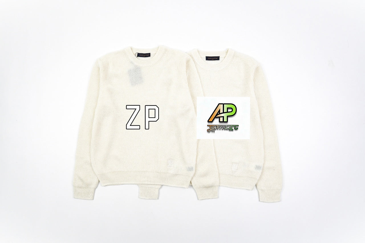 Louis Vuitton Chunky Knit Ribbed White Sweater