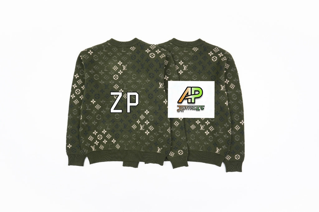 Louis Vuitton Green Camouflage Monogram Crew Neck Sweater
