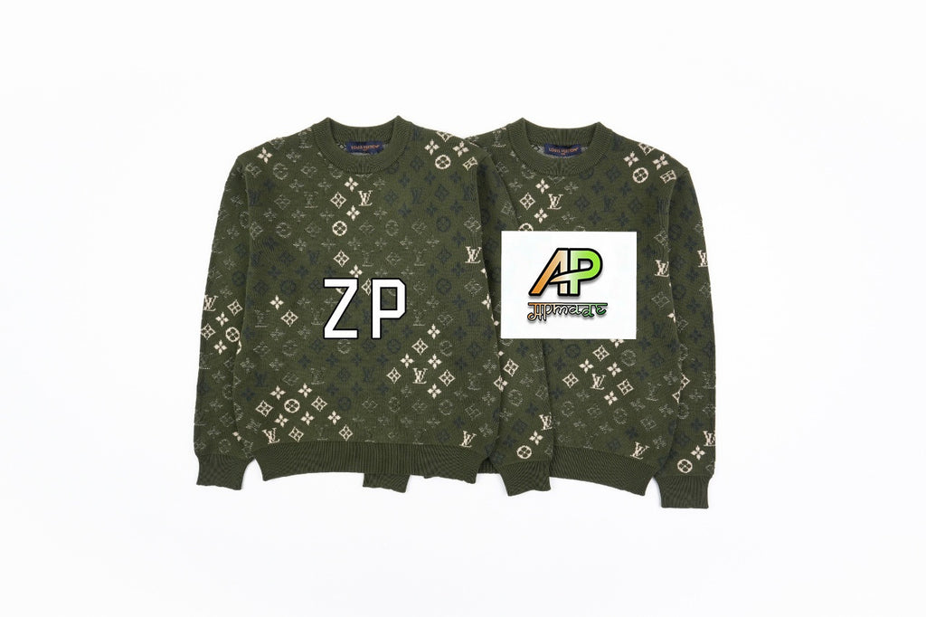 Louis Vuitton Green Camouflage Monogram Crew Neck Sweater