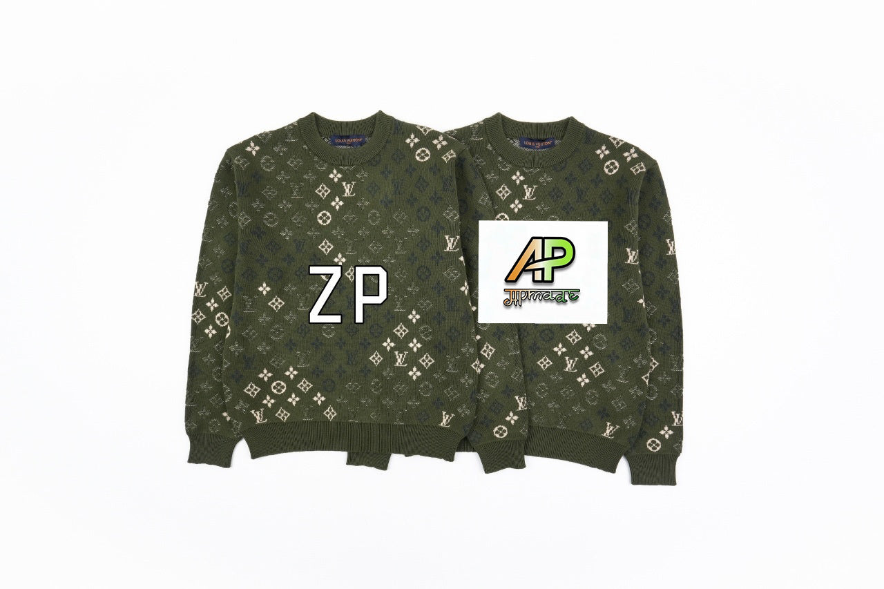 Louis Vuitton Green Camouflage Monogram Crew Neck Sweater