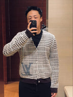 Louis Vuitton Plaid V-neck Cardigan Long-sleeved Sweater