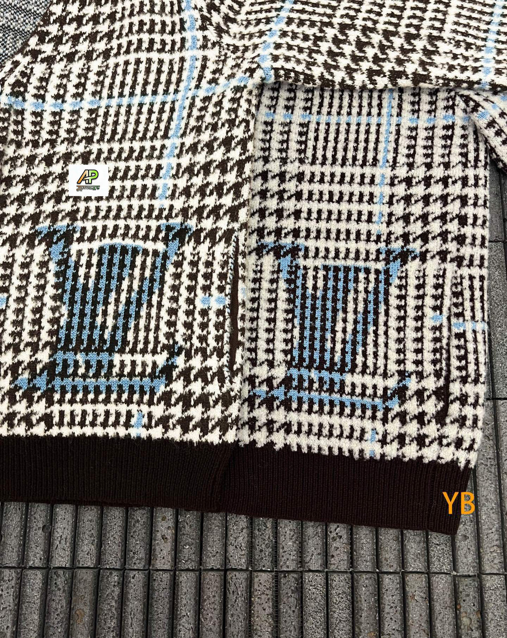 Louis Vuitton Plaid V-neck Cardigan Long-sleeved Sweater