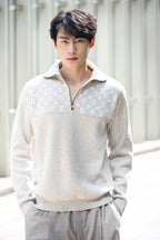 Louis Vuitton Jacquard Logo Half-Zip Knit Sweater
