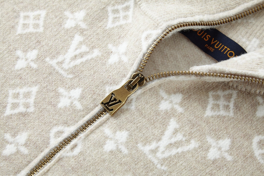 Louis Vuitton Jacquard Logo Half-Zip Knit Sweater