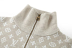 Louis Vuitton Jacquard Logo Half-Zip Knit Sweater