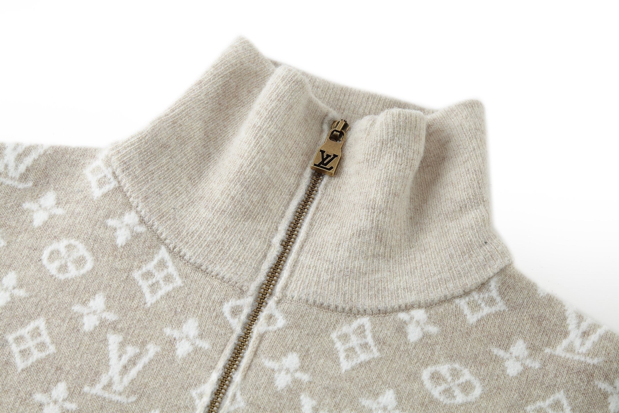 Louis Vuitton Jacquard Logo Half-Zip Knit Sweater