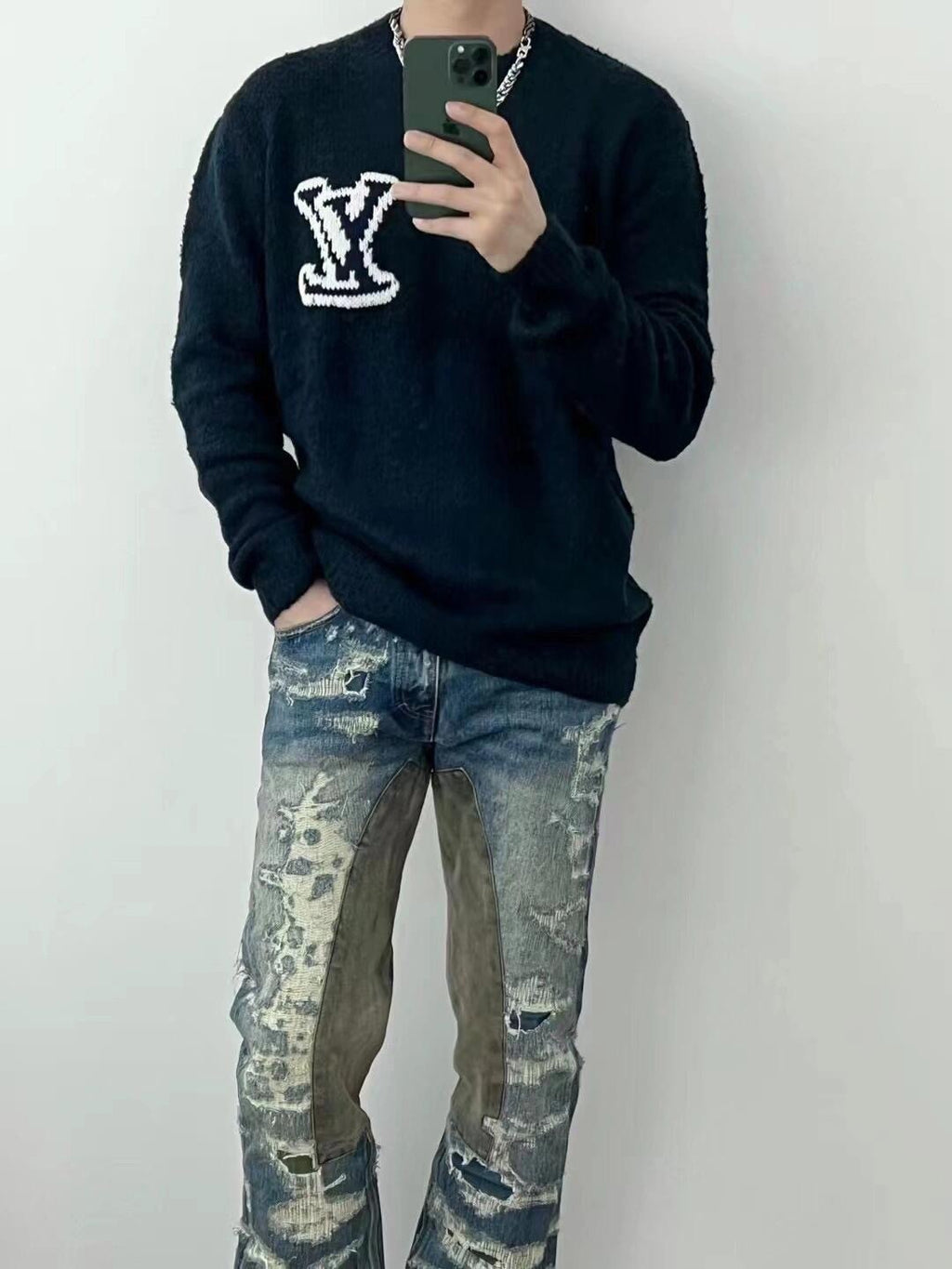 Louis Vuitton Double-sided Intarsia Logo Sweater