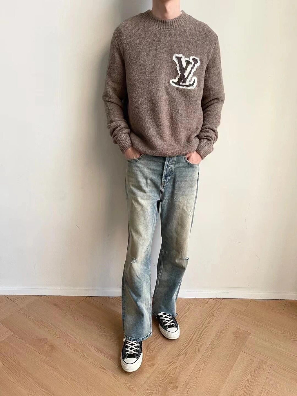 Louis Vuitton Double-sided Intarsia Logo Sweater