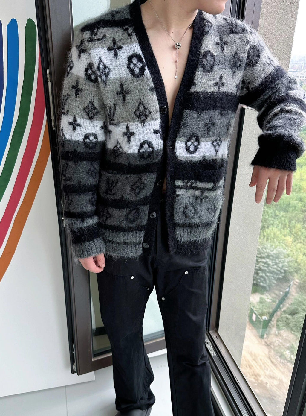 Louis Vuitton Mohair Knit Jacquard Cardigan