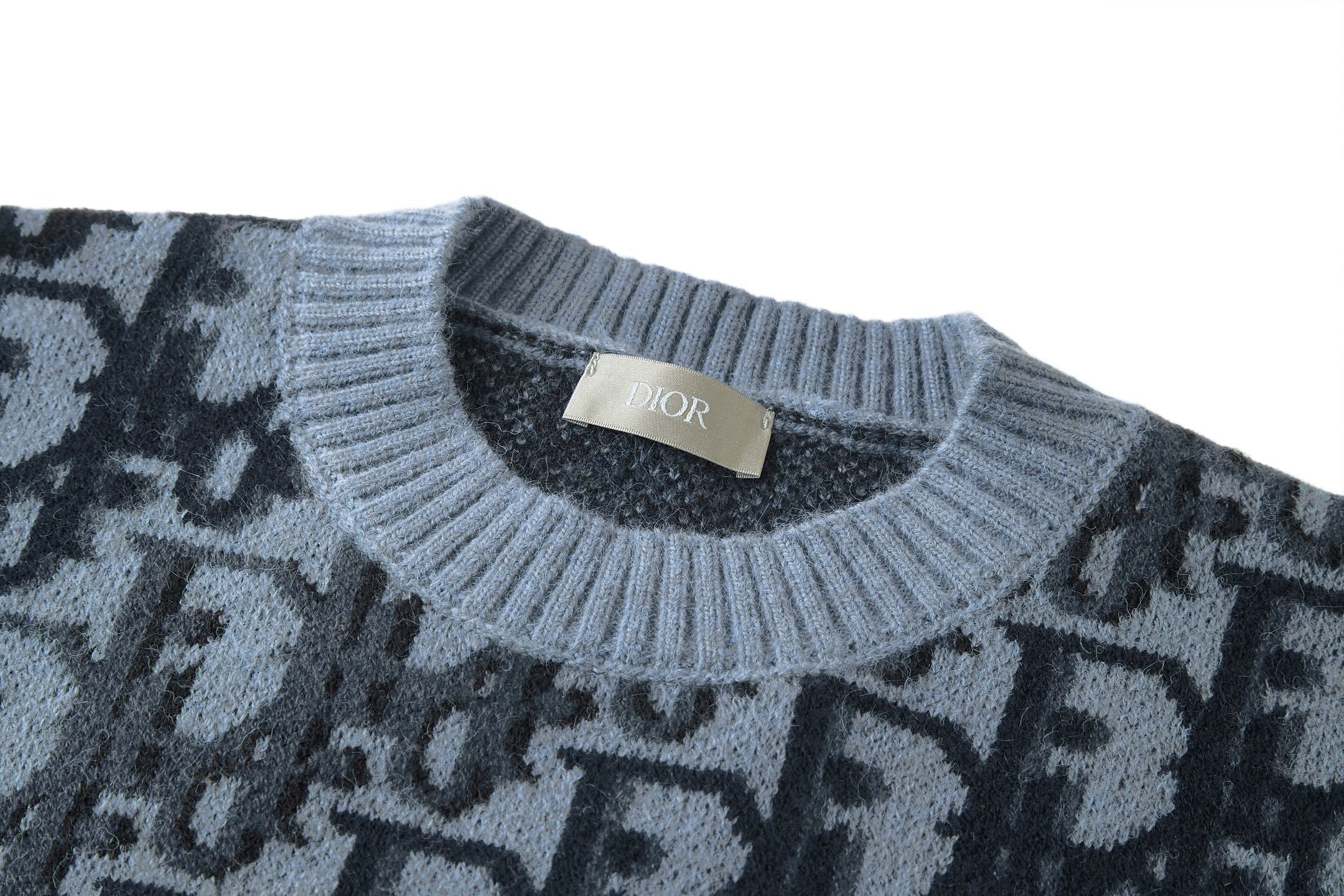 Dior Jacquard Monogram Print Knit Pullover