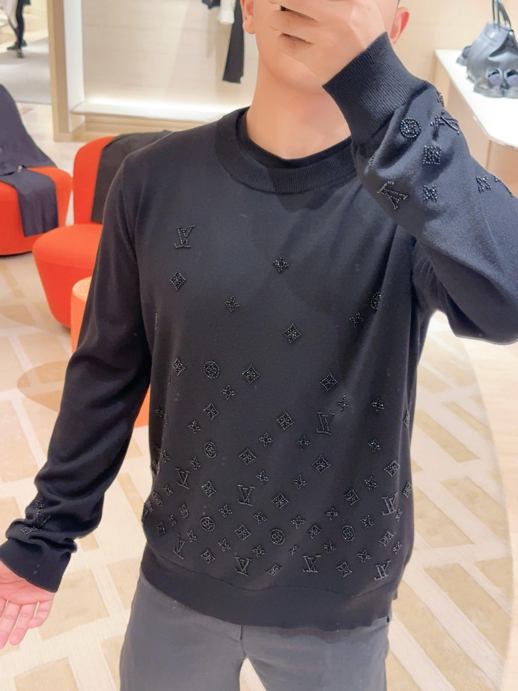Louis Vuitton Beaded Monogram Crew Neck Sweater