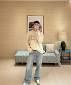 Louis Vuitton Solid Color Letter Intarsia Pullover Sweater