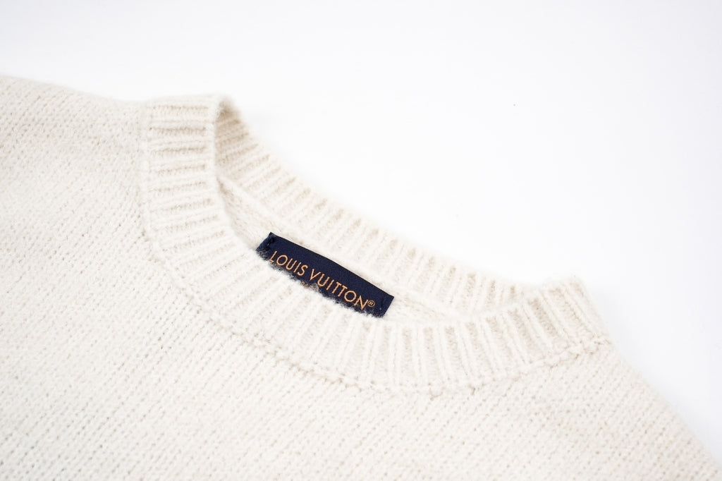 Louis Vuitton Solid Color Letter Intarsia Pullover Sweater