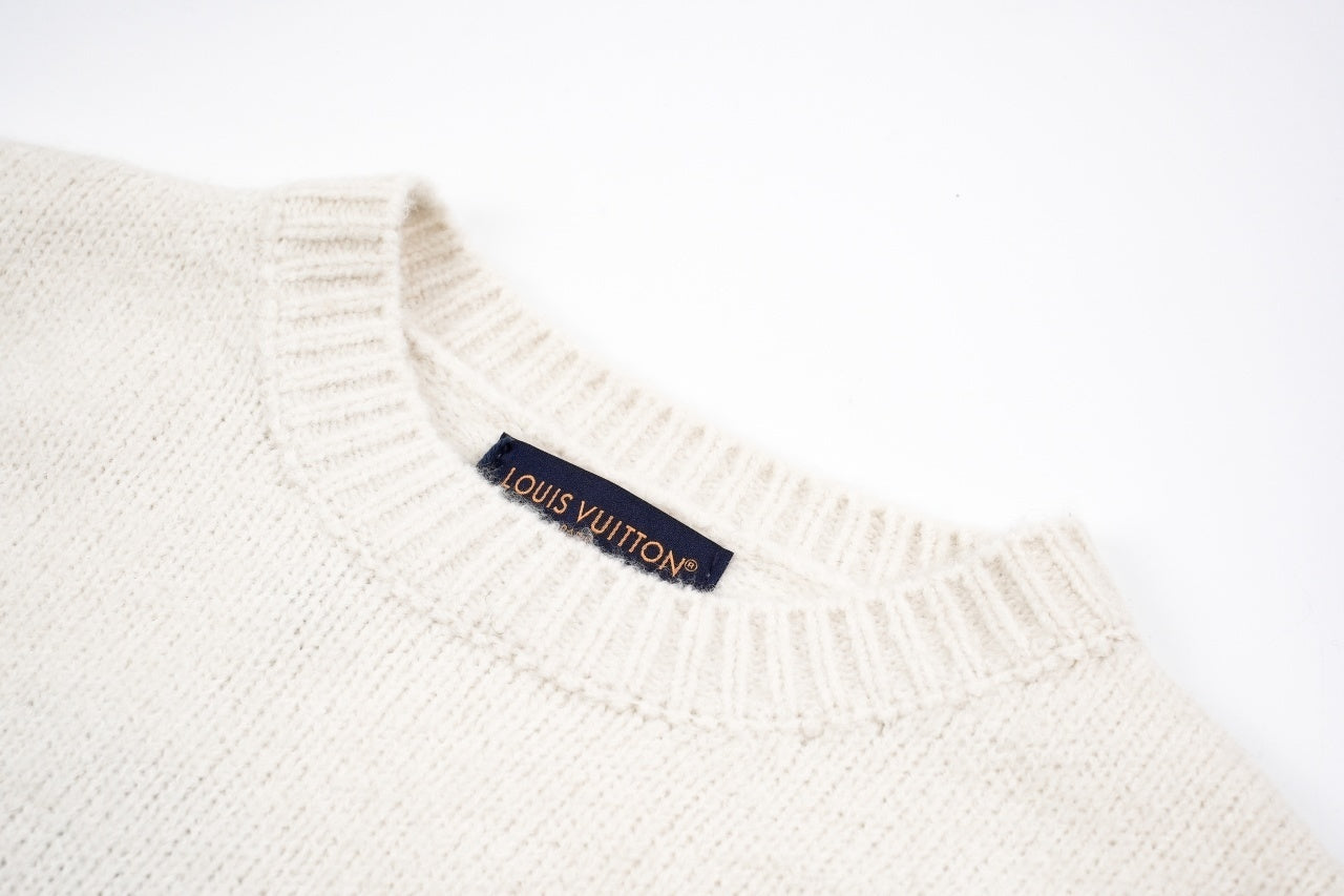 Louis Vuitton Solid Color Letter Intarsia Pullover Sweater