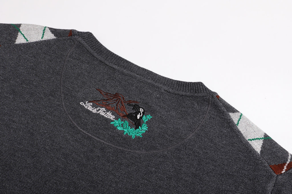 Louis Vuitton Diamond Jacquard Wool Crew Neck Sweater