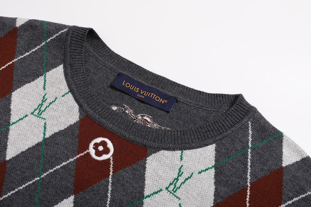 Louis Vuitton Diamond Jacquard Wool Crew Neck Sweater