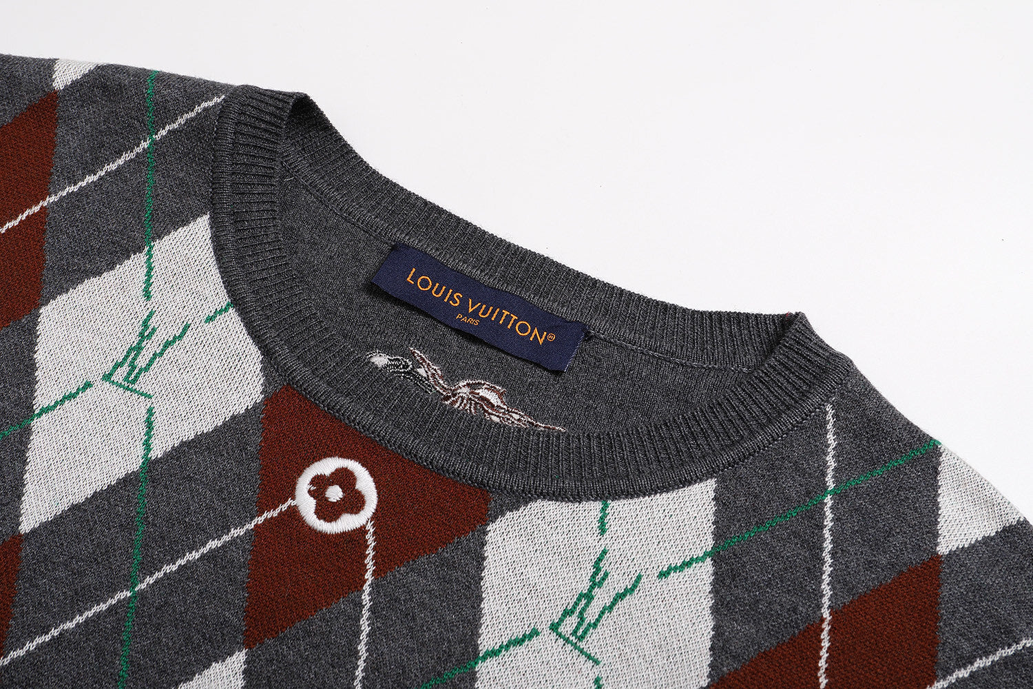 Louis Vuitton Diamond Jacquard Wool Crew Neck Sweater