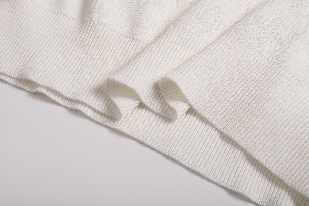 Louis Vuitton Pointelle Stitched Cotton Crew Neck Long Sleeve Sweater