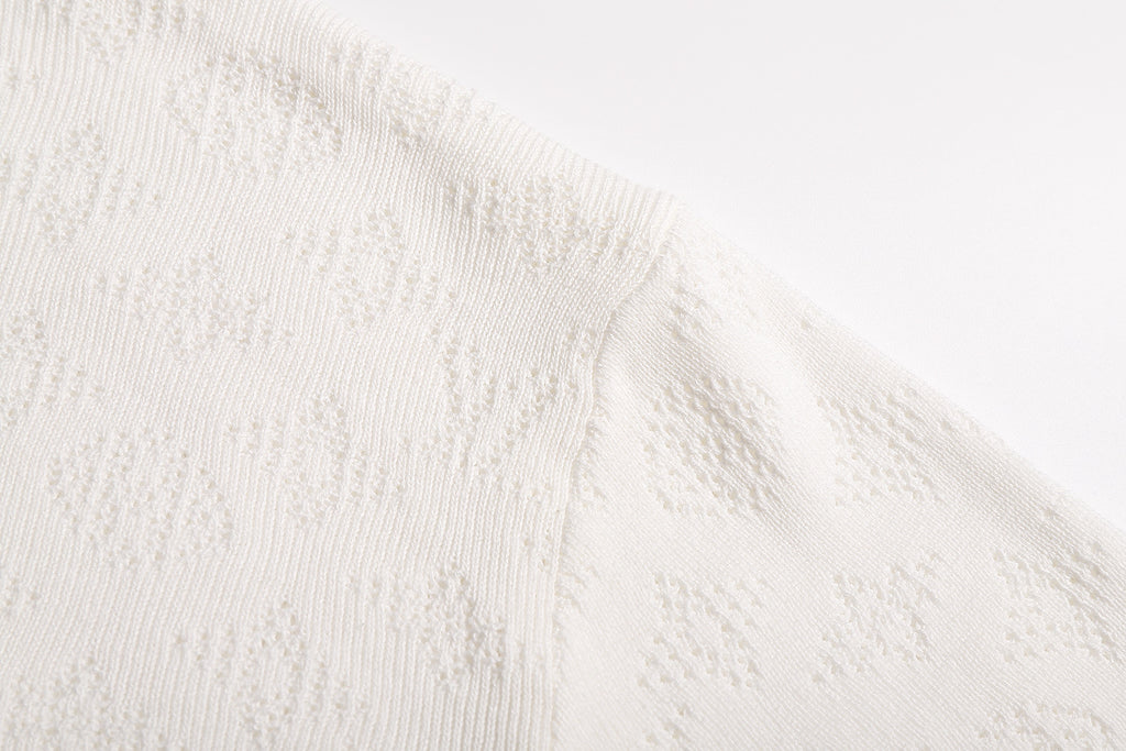 Louis Vuitton Pointelle Stitched Cotton Crew Neck Long Sleeve Sweater