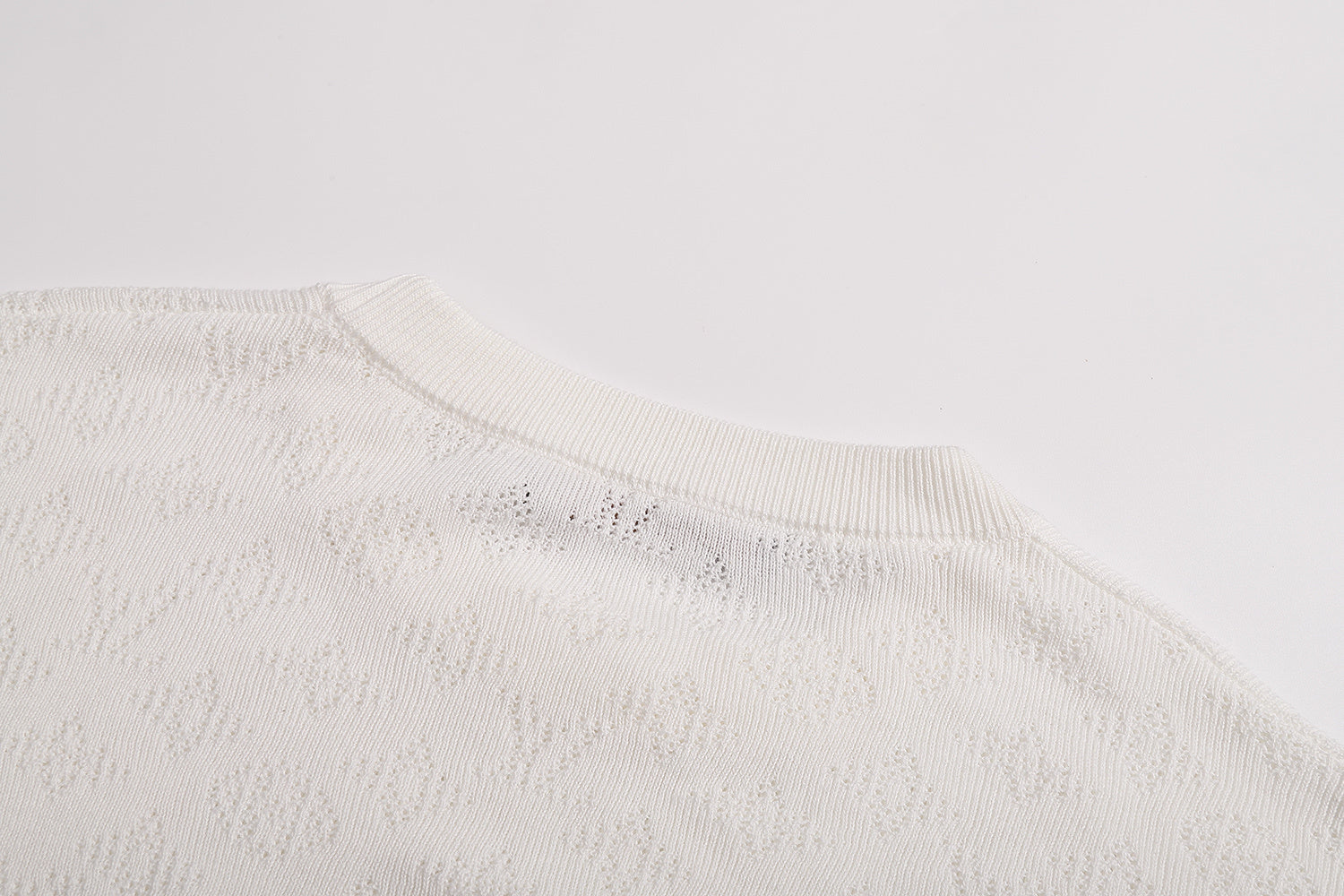 Louis Vuitton Pointelle Stitched Cotton Crew Neck Long Sleeve Sweater