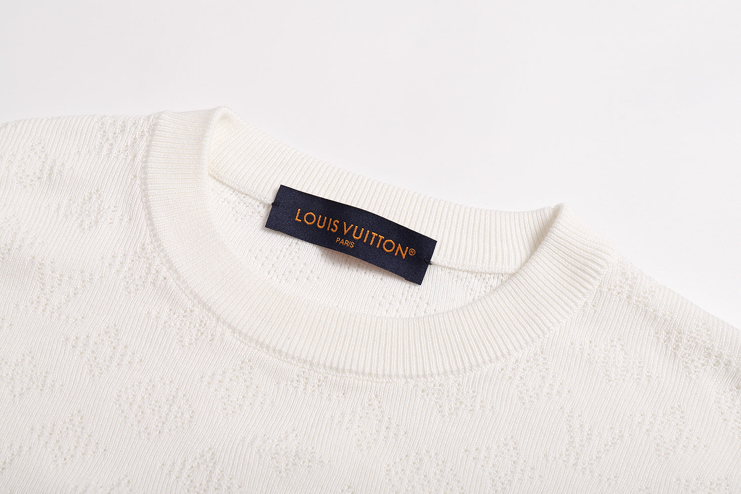 Louis Vuitton Pointelle Stitched Cotton Crew Neck Long Sleeve Sweater