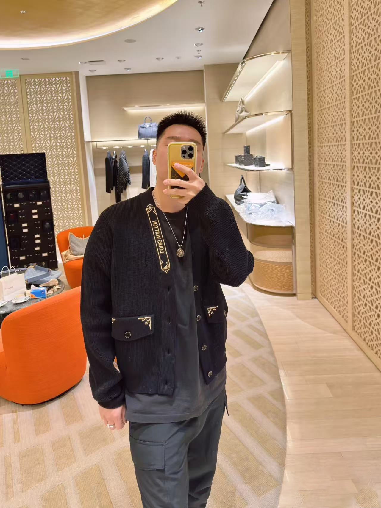 Louis Vuitton Gold Thorn Silk Cardigan