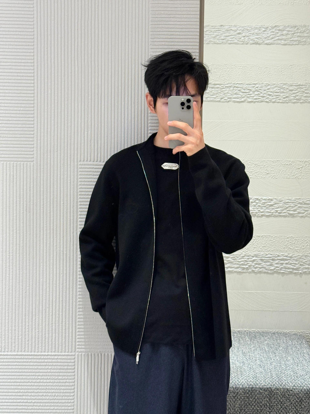 Dior CD Logo Knitted Zip-up Cardigan