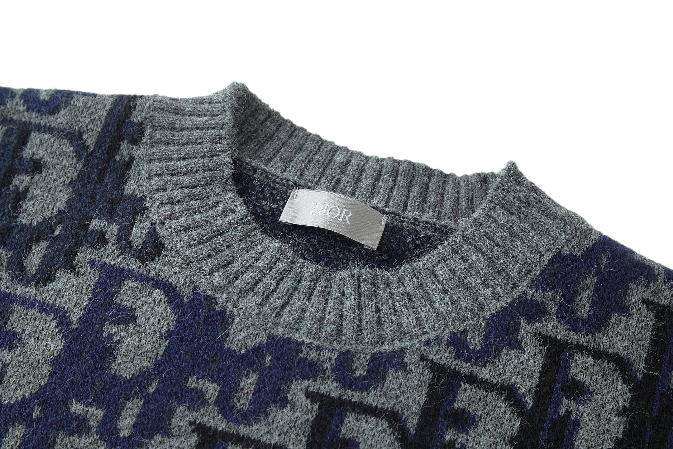 Dior Jacquard Monogram Print Knit Pullover